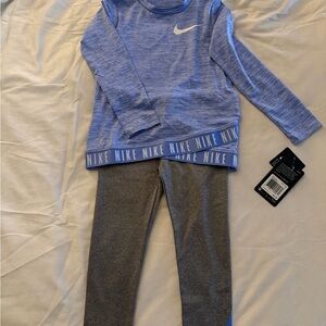 Nike Kids' Blue Top and Gray Leggings Set